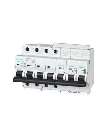Protector sobretensiones permanente + IGA 4x40A 10kA - Toscano