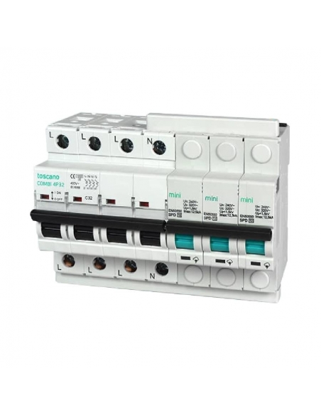 Protector compacto sobretensiónes transitorias y permanentes  + IGA 4x32A 10kA Vigivolt toscano Adajusa