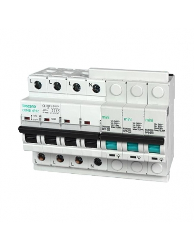 Compact transient and permanent surge protector + IGA 4x20A 10kA Vigivolt toscano Adajusa