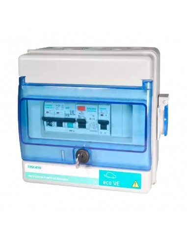 Cuadro mando y protección ECO-VE-COMBI monofásico 32A toma Schuko Toscano | ADAJUSA