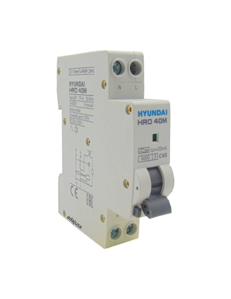 MCB circuit breaker Differential 6A 30mA Class A Narrow Profile - Hyundai Electric