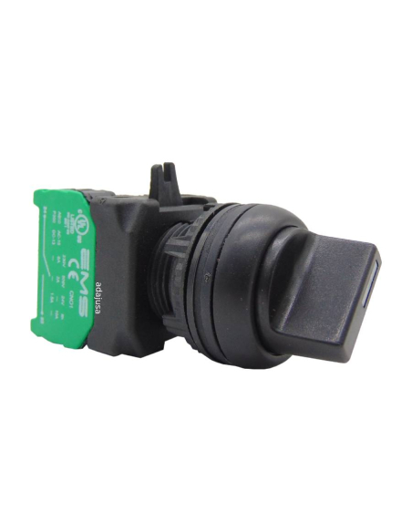 Black selector 2 positions -45+45 open contact (NO) complete - EMS
