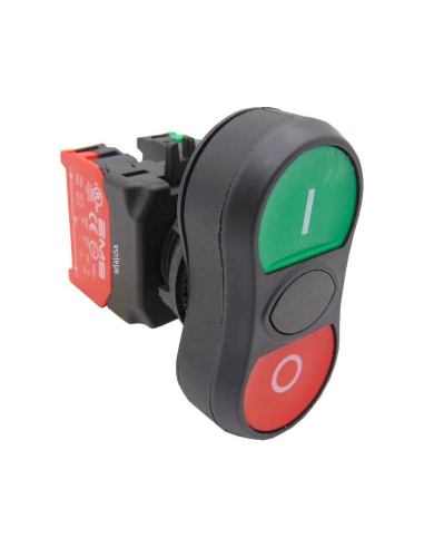 Pulsador doble verde rojo contacto abierto y cerrado completo - EMS