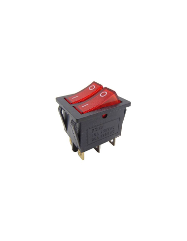 Interruptor rojo luminoso doble 16A-250V 28.5x22mm Serie Test | Adajusa