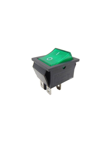 Interruptor verde luminoso 16A-250V 2 circuitos 28.5x21mm Serie Tes  | Adajusa