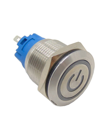 Pulsador antivandalico Ø19mm verde 1 NA + 1 NC acero inoxidable