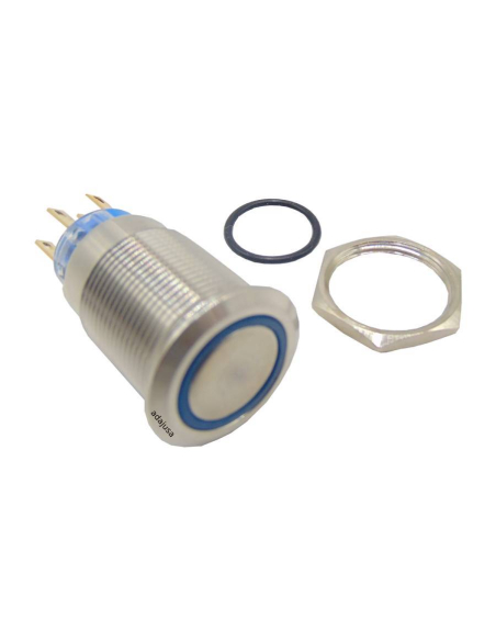 Pulsador luminoso antivandálico 19mm 1 contacto azul | ADAJUSA | precio