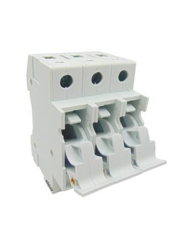 Base de fusíveis de 3 pólos 8x32 20A para montagem em trilho DIN