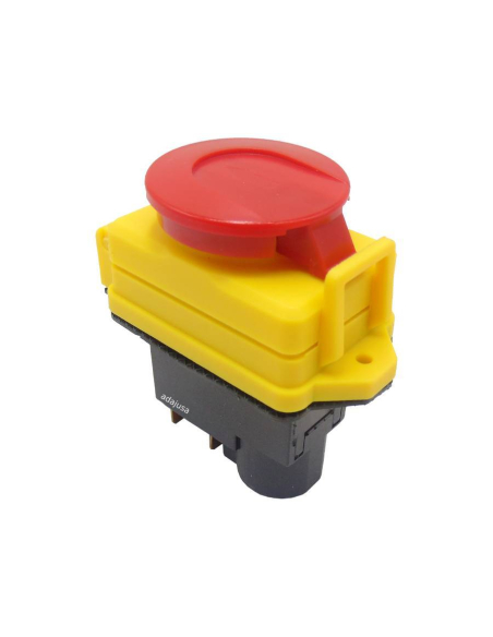 Pulsador de seguridad marcha-paro con bobina 230V y tapa protectora SSTM-01 | Adajusa