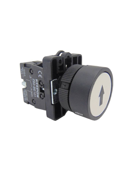 White push button (with inscription "↑") complete open contact (NO)