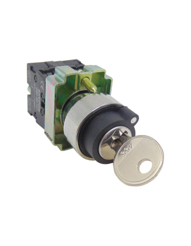 Selector 3 positions metal key (On-On) 2 open contacts (NA) complete