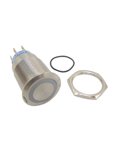 19mm vandal pushbutton 2 luminous contacts 24V white