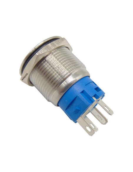 Pulsador antivandalico Ø19mm luminoso verde 2 NA + 2 NC acero inoxidable