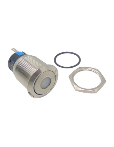 Anti-vandal pilot 19mm white 220V stainless steel