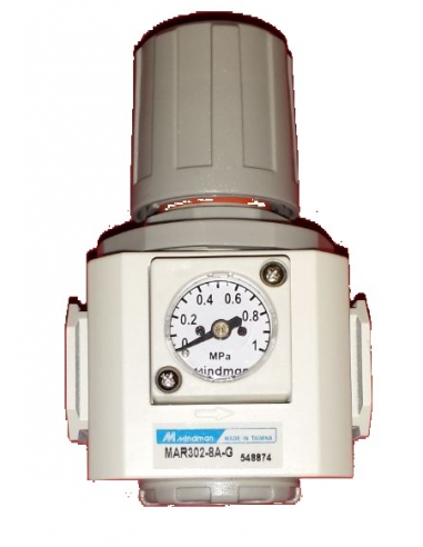 Regulador de presión 1/4 metálico y manómetro - Mindman
