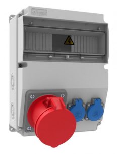 Caja de tomas de corriente 12 módulos IP44 con bases 2x16A 1P+T y 1x63A 3P+N+T