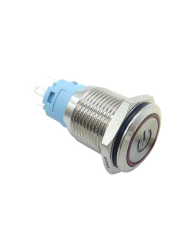 Vandal-proof push-button switch Ø16mm 1 NO/1NC red luminous ring 24V