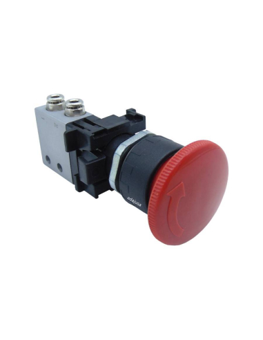 Botão de paragem de emergência com fecho e Válvula: 3/2 NO encaixes laterais Ø 4 mm Aignep