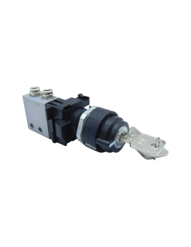 Selector de llave 2 posiciones extracción posición 0 y Válvula: 3/2 NC racores laterales Ø 4 mm- Aignep