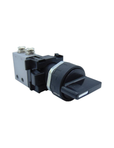 Selector negro leva corta a 2 posiciones con retorno por muelle y Válvula: 3/2 NC racores laterales Ø 4 mm- Aignep