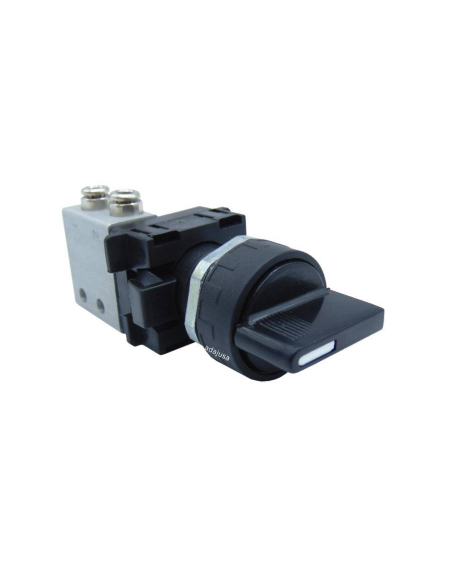 Selector negro leva corta a 3 posiciones y Válvula de puntal: 3/2 NC racores laterales Ø 4 mm- Aignep