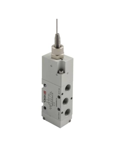 Fim de curso antena servo-pilotada pneumática 1/8 5/2 monostable com sistema de retorno por mola - Aignep