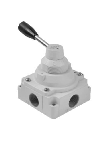 1/8 4-way valve 3 positions c.c. rotary lever - Mindman