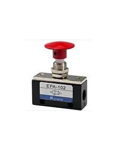 Red pneumatic pushbutton 1/8-3/2 NC - Mindman - ADAJUSA