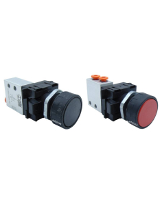 Pneumatic pushbutton diameter 22.5 fittings with NC valve side outlet - Price adajusa.es
