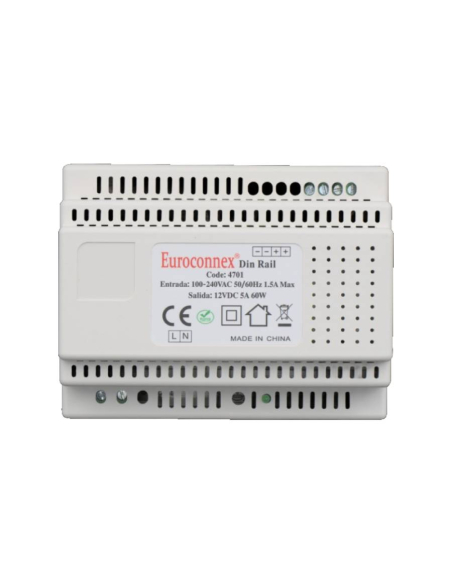 Fuente de alimentación 12Vcc 5A 60W carril DIN