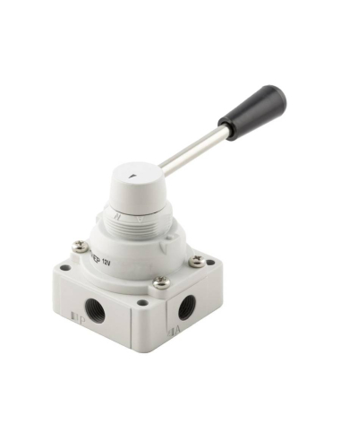 Válvula de alavanca rotativa cc 3/8 4 vias 3 posições - Aignep