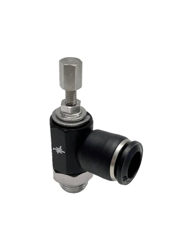 Regulador bidirecional ajustável com botão de rosca cilíndrica de 1/4", diâmetro de 8 mm, tecnopolímero - Aignep