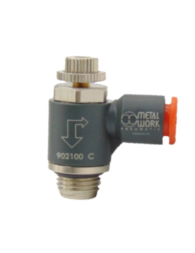 Regulador orientable M5 tubo diámetro 6 para cilindro - Metal Work|ADAJUSA