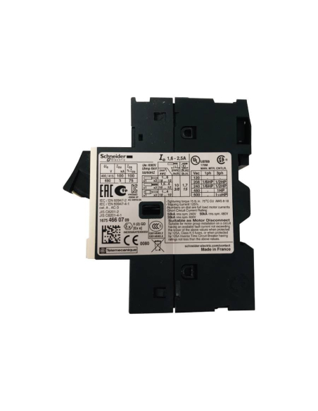 Disyuntor guardamotor 1,6 a 2,5 A tipo GV2 Scheneider|adajusa