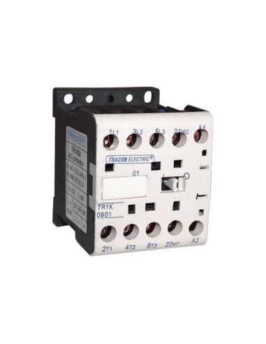 Minicontactor trifásico 12A 24Vcc contacto auxiliar cerrado NC Serie TR1K | ADAJUSA