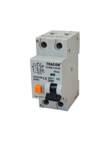 Magnetotérmico diferencial 10A 300mA Classe AC - Tracon