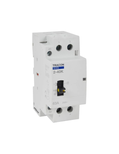 Modular contactor 25A 4Poles open 230Vac with manual control - Tracon