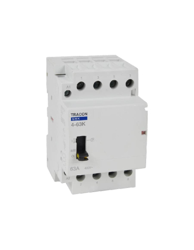 Modular contactor 63A 4Poles open 230Vac with manual control - Tracon