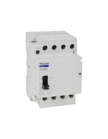 Contactor modular 63A 4Polos abiertos 230Vac con mando manual- Tracon|adajusa
