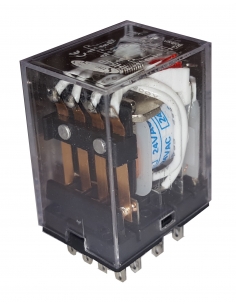 Relé 4 contactos 24Vcc con indicación luminosa