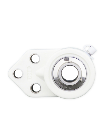 Soporte de brida en termoplástico blanco con rodamiento INOX eje 40mm SSUC-208 - ISB