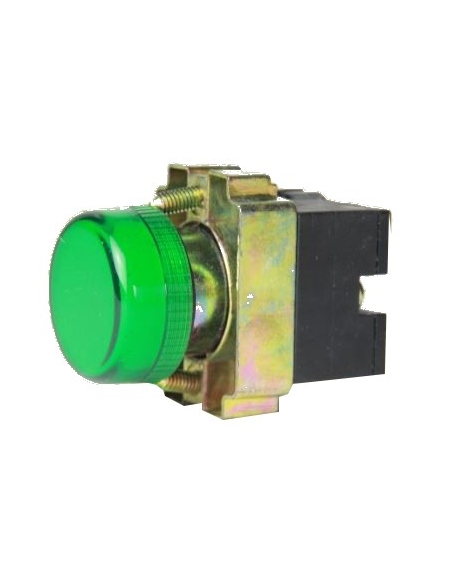 22mm green metallic luminous pilot