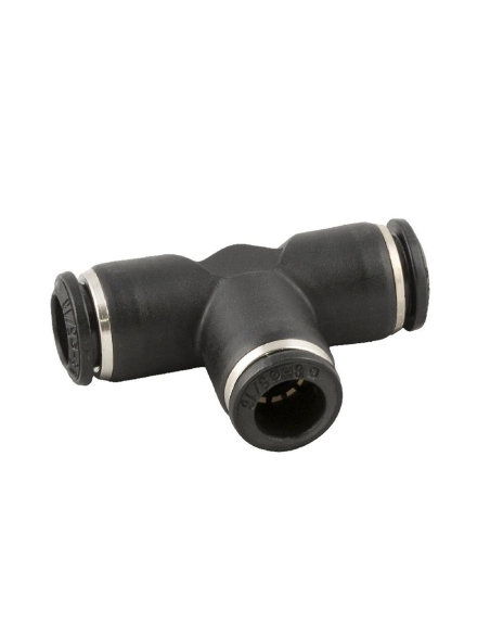 Racor T intermedio tubo entrada 8mm y salidas tubo 10mm instantáneo Serie 55000 - Aignep |Adajusa