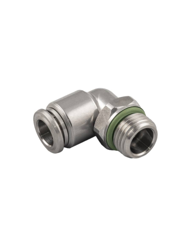 Racor codo orientable macho cónico 3/8 tubo 12mm con junta INOX Serie 60000 - Aignep|adajusa