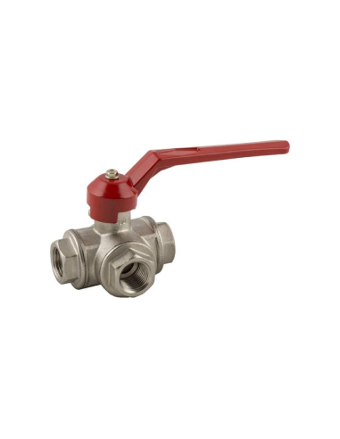Cut-off valve 1 1/4 female 3 way type L  - Aignep