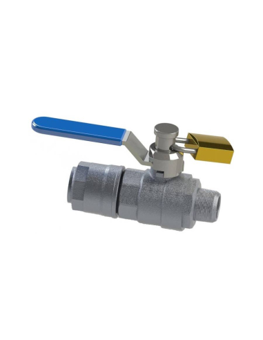 Válvula esfera 2 vias macho 1/2 tubo 20mm com cadeado - Aignep