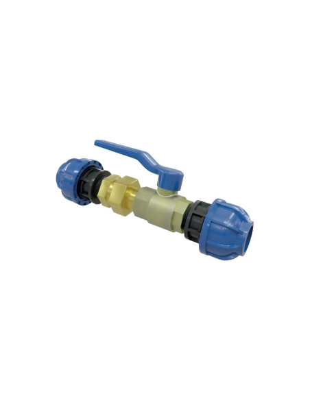 Válvula de esfera 1 1/2 a 2 vías tubo-tubo 40mm con racor 3 piezas - Sicomat| Adajusa
