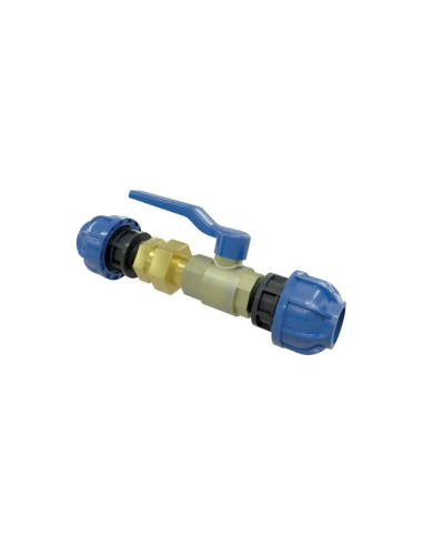 Válvula de esfera 1 1/2 a 2 vías tubo-tubo 50mm con racor 3 piezas - Sicomat| Adajusa