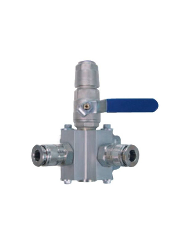 2 outlet distributor with quick couplings and 25mm tube cutting valve - Aignep