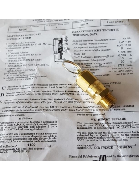 Safety valve overpressure 1/4 8 Bar - Metal Work - ADAJUSA